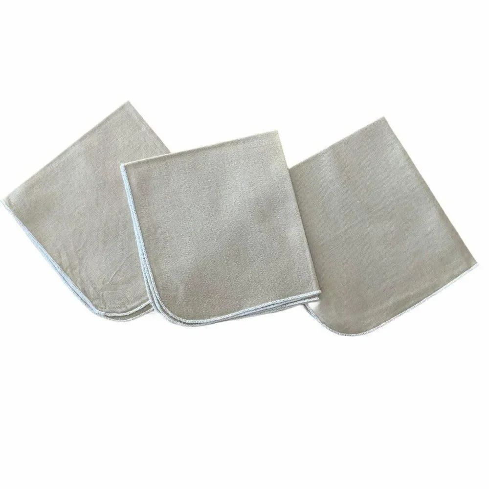 Set of 3 Vintage Handmade Linen Napkins Beige 12 x